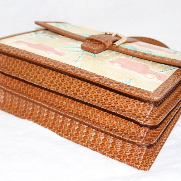 BRAHMIN Hallie Satchel Honey Brown Copa Cabana Leather Purse - Picture 5 of 7